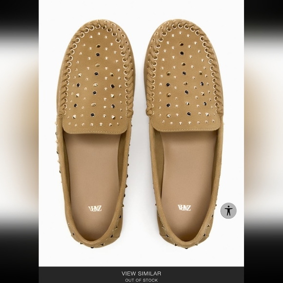 ZARA flat suede loafers/ beige - Picture 1 of 6